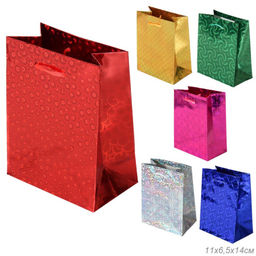 Цена за 12 шт. Пакет подарочный 11х14х6,5 голография / GW-110 /уп 12/2400/ плотность бумаги 128г/м2