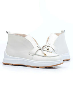 01-5281-2 WHITE Ботинки демисезонные женские (натуральная кожа, байка)