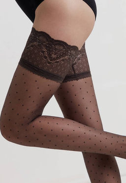 Чулки CONTE Чулки в горошек с ажурной резинкой HAPPY grafit  фото 2