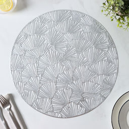 Набор салфеток сервировочных на стол Доляна Веер, d=38 см, 4 шт, цвет серебряный фото 16