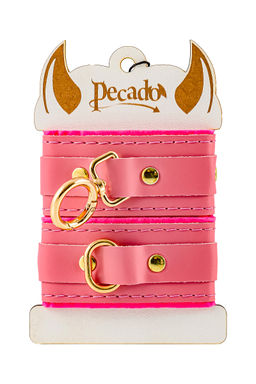Оковы Pecado BDSM, МИНИ двуслойный, оригинальная сцепка, натуральная кожа, розовый