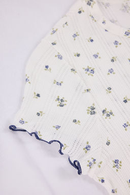 Beyaz %100 Pamuklu Cicekli Baby Overloklu Fitilli/Pointel Orme Pijama Tak?m? THMSS26PT00012 - Trendyolmilla фото 14