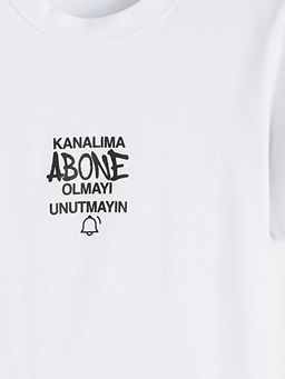 Bisiklet Yaka Bask?l? Erkek ?ocuk Ti??rt