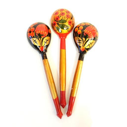 Ложка дер. детская ТРАДИЦИОННАЯ (рисунок с золотом) роспись арт. П12968, 6402