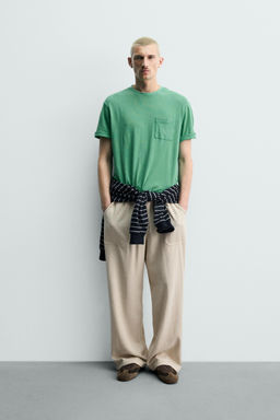 PANTAL?N RELAXED FIT ESTRUCTURA CUADROS / Beige claro