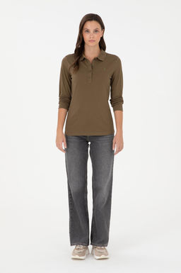 Женский базовый свитшот цвета хаки Неожиданная скидка в корзине - U.s. polo assn фото 4