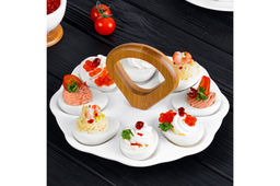 Тарелка д/фарш. яиц 21*21*10,5 см ХВ + 2 дер. ручки