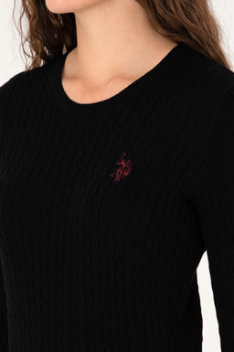 Свитер U.S. Polo Assn черный с круглым вырезом