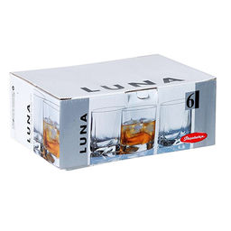 "Луна (Luna)" Стакан стеклянный 368мл, д8,5см, h9,4см, набор 6шт, цветная коробка, Pasabahce (Россия)