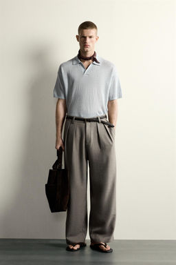 POLO PUNTO RELAXED FIT 100% LINO / Azul pastel