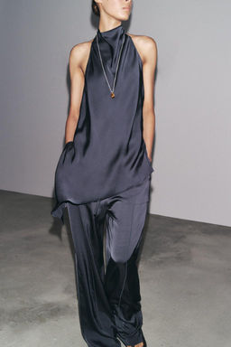 ZW COLLECTION SATIN HALTER TOP - Zara фото 5