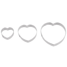 Форма для печенья из нержавеющей стали Сердце набор 3 штуки: 7,5х8х1,3см; 5,8х5,8х1,3см; 3,8х3,8х1,3см, в пластиковой коробке (Китай)