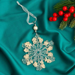 Цена за 2 шт. Ёлочная игрушка Зимнее волшебство. Снежинка ажурная, d=12 см, прозрачный, МИКС фото 3