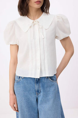 Beyaz Balon Kollu Pamuklu Gomlek TWOSS26GO00126