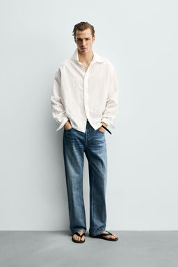 CAMISA RELAXED FIT ESTRUCTURA RAYA / Blanco