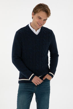 Erkek Regular Fit V Yaka Lacivert Kazak - U.s. polo assn фото 3