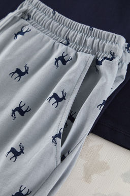 TRENDYOL MAN Lacivert Geyik Bask?l? Regular Fit Orme Pijama Tak?m? TMNAW25PT00040 - Trendyolmilla фото 3