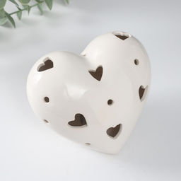 Фигурка светящаяся Сердце, керамика, белый, 12.3?9?8.6 см