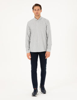 Рубашка Regular Fit темно-синяя в полоску