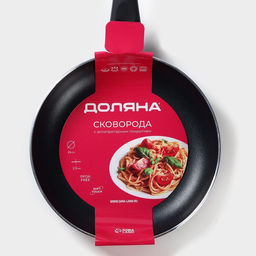 Сковорода Доляна Basic, d=24 см, пластиковая ручка, антипригарное покрытие, индукция, чёрная