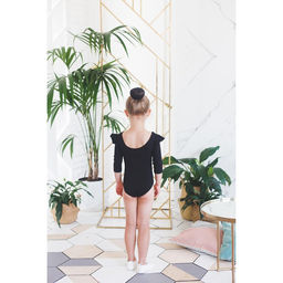 Купальник гимнастический Grace Dance, крылышко, с рукавом 3/4, р. 32, цвет чёрный  фото 8