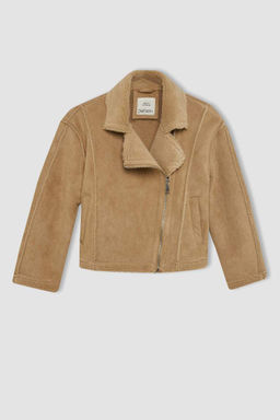 Куртка для девочки с воротником и плюшевой подкладкой - Defacto фото 7