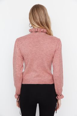 Gul Kurusu Yumusak Dokulu Ajurlu/Delikli Kurdele/Fiyonk Detayl? Triko Kazak TWOAW21KZ2355