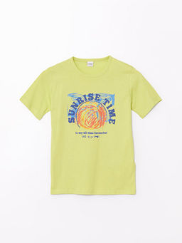 Bisiklet Yaka Bask?l? K?sa Kollu Erkek ?ocuk Ti??rt - Waikiki фото 3