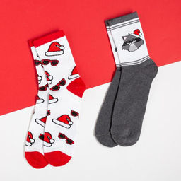 Носки мужские новогодние «Енот» размер 41-44, набор 2 пары