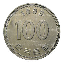 Монета 100 вон 1999 года Южная Корея