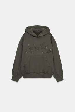 WASHED SWEATSHIRT WITH STARS AND STUDS - Zara фото 6
