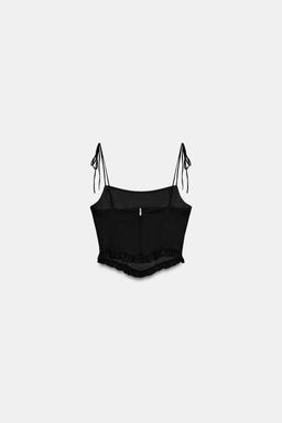 TOP CROP CORSETERO POPEL?N / Negro - Zara фото 6