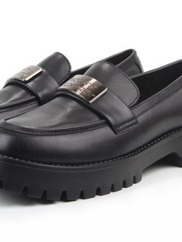 03-S77-48 BLACK Лоферы женские (натуральная кожа)