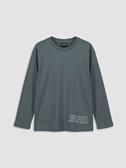 Bisiklet Yaka Bask?l? K?z ?ocuk Ti??rt