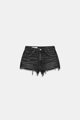 SHORTS DENIM TRF TIRO ALTO ROTOS / Negro - Zara фото 5
