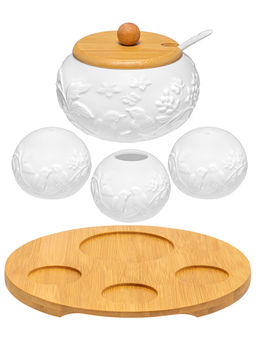 Набор 4 пр. 20,5*20,5*10 см "Птички на ветке"- Сахарница+Вазочка п/зубоч.,набор д/спец.2 пр.на бам.п