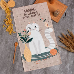 Полотенце Этель Белая кошечка 40х73 см, саржа, 100% хл, 190 г/м2