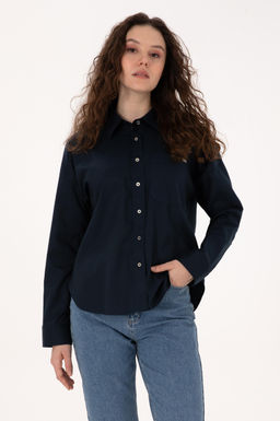 Kad_n Lacivert Uzun Kollu G_mlek