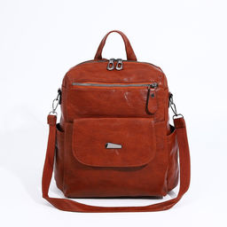 Рюкзак женский из искусственной кожи на молнии, 2 кармана, цвет рыжий