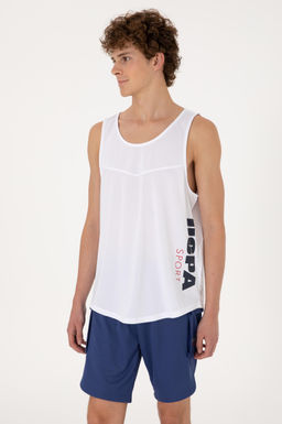 Erkek Regular Fit Bisiklet Yaka Beyaz Kolsuz Ti__rt Sepette S_rpriz _ndirim