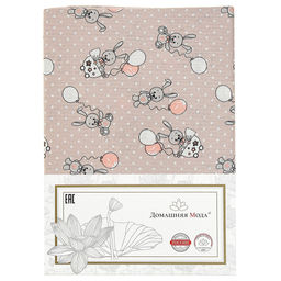 Простыня ясельная 100х150см Зайчишки, бежевый, бязь 121г/м2, хлопок 100%, упаковка классическая ПВХ 28х41см, Домашняя мода (Россия)  фото 2