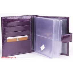 Визитница Premier-V-44 (с хляст, 2х-рядная, 5внут карм, 32карточки) натуральная кожа фиолетовый наплак (118) 105218  фото 3