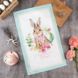 Полотенце Этель Пасхальный кролик 40х73 см, 100% хл, саржа 190 гр/м2