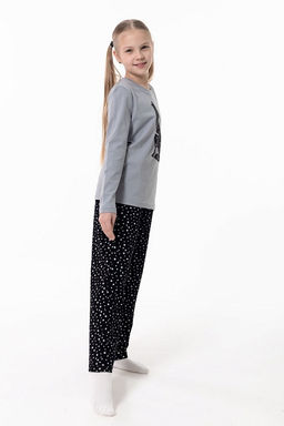 Пижама футболка с длинным рукавом и брюки М225116Псч серый/черный - Елена фото 8