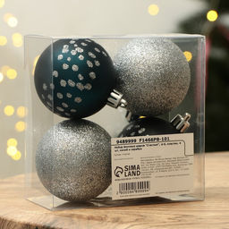 Шары ёлочные новогодние «Счастья!», пластик, d=6, 4 шт., синие, серебристые