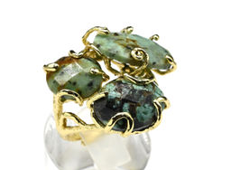 Кольцо с хризоколлой из ювелирного сплава