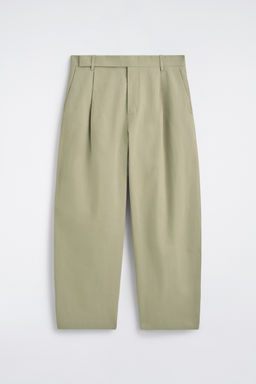 PANTAL?N BARREL LEG RELAXED FIT DE ALGOD?N Y LINO
