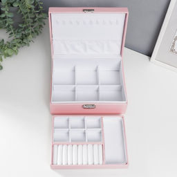 Шкатулка кожзам для украшений Бледно-розовая матовая 9х23х17 см - Simaland фото 15