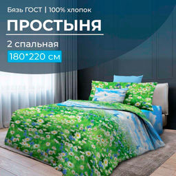 Простыня 2-спальная, бязь ГОСТ (Русское поле 3 D)