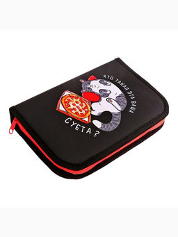 Пенал школьный, 1 секция, 14×21×4 см «Кот суета»